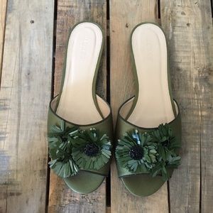 J. Crew SZ 10 Floral Slides Open Toe Mules EUC